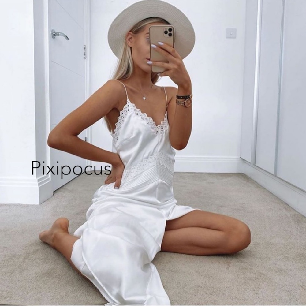 NWT ZARA Satin Effect Slip Dress White M